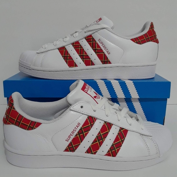 adidas Shoes - Adidas Retro Shell Toes White/Plaid Womens Shoes